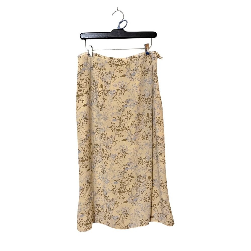 Jones Wear Floral Faux Wrap Skirt Size 12 Beige & Blue Cottage neutral a day you